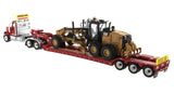 International HX520 Tandem Day Cab Tractor with XL 120 HDG Lowboy Trailer in Red and Cat 12M3 Motor Grader - Transport Series (85598)